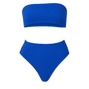 Women’s Bandeau Bra Top & High-Waist Panty Set - Royal Blue